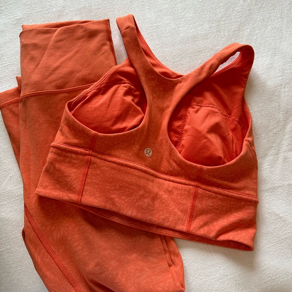 Lululemon wunder train coral crunch orange set size 6